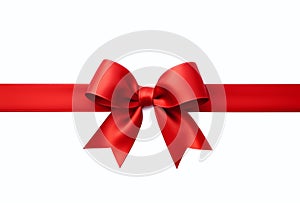 Red ribbon with bow isolated on white background