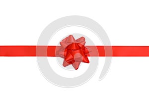 A Red ribbon and bow isolated on white background with clipping path