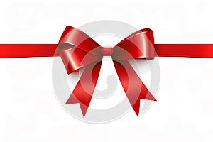 Red ribbon bow isolated on white background. Generative ai
