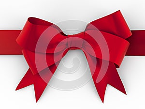 Red ribbon with bow with tails with clipping path