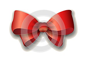Red ribbon bow vector illustration on white background.