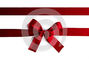 Red ribbon bow  on white