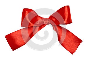 Red ribbon bow on white