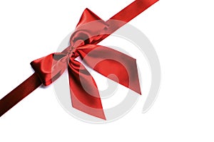 Red ribbon bow on white