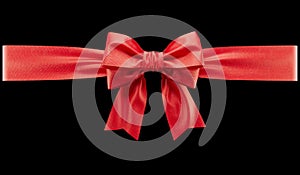 Red ribbon bow on white background.