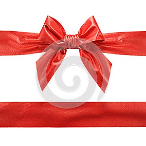 Red ribbon bow on white background. 3d