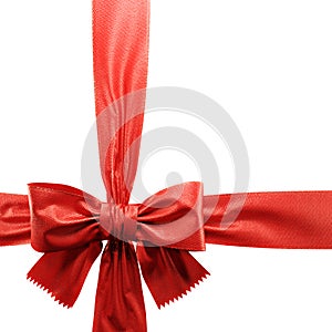 Red ribbon bow on white background. 3d