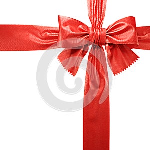 Red ribbon bow on white background. 3d