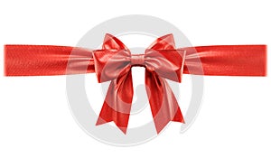 Red ribbon bow on white background. 3d