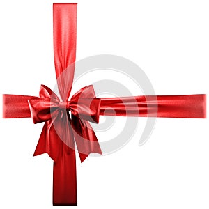 Red ribbon bow on white background. 3d