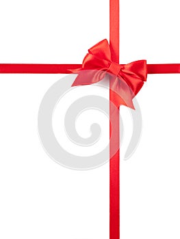 Red ribbon bow on white background