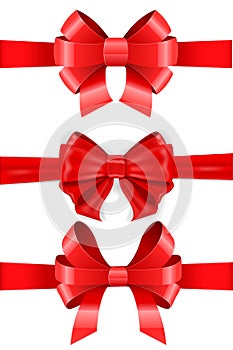 Red ribbon bows. Set