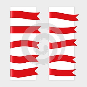 Red ribbon flags set of ten