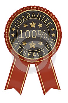 Red ribbon guarantee satisfaction labeled isolated on white back