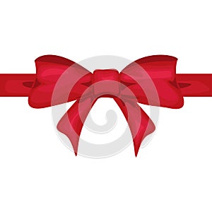 Red ribbon with red bow. Decor for present design vector