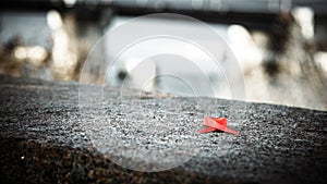 Red ribbon red ribbon on a stone, world aids day concept