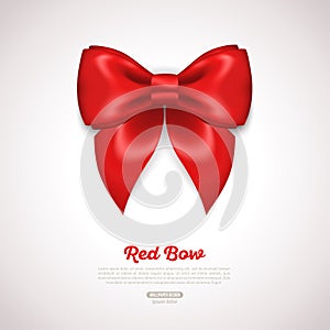 Red Ribbon Satin Bow on White. Vector