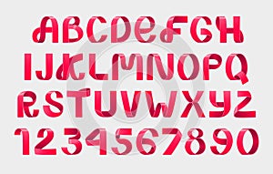 Red Ribbon script font.