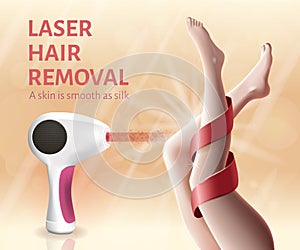 Red Ribbon Silky Female Legs Laser Hair Removal.