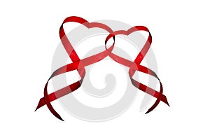 Red Ribbon Valentine`s day hearts