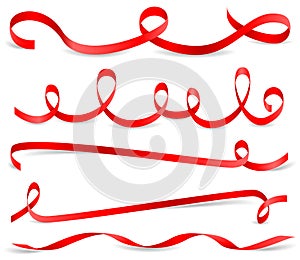 Red ribbon vector set