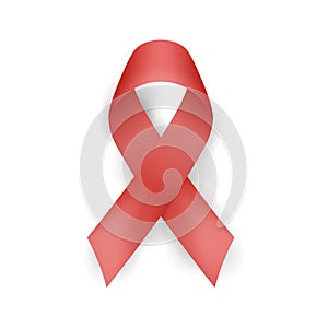 Red ribbon vector. World AIDS day. Realistic red ribbon isolated. Vector illustration.