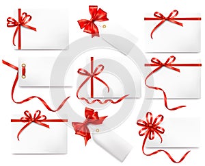 Red ribbon wrapped cards