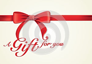 Red ribbons and greeting card, bows, gift box