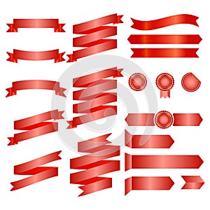 Red Ribbons Isolated On whte Background, Vector illustration, Graphic Design