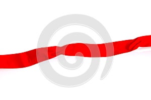 Red ribon on white background .