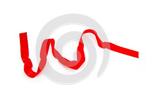 Red ribon on white background .