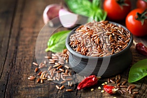 Red rice in a bowl