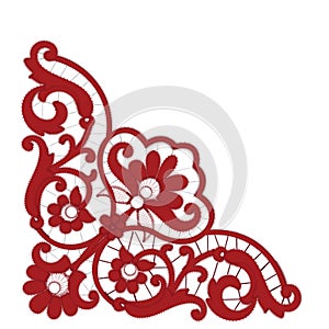 Red Richelieu embroidery patterns on the white background