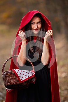 Red Riding Hood cosplay in the forest