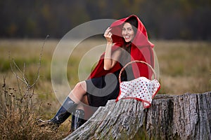 Red Riding Hood cosplay in the forest