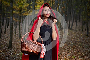 Red Riding Hood cosplay in the forest