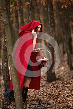 Red Riding Hood cosplay in the forest