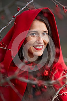 Red Riding Hood cosplay in the forest