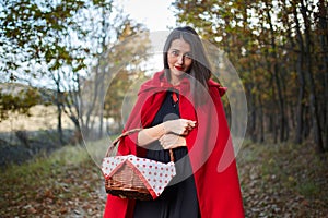 Red Riding Hood cosplay in the forest