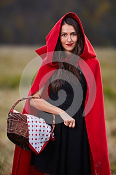 Red Riding Hood cosplay in the forest