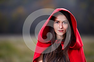 Red Riding Hood cosplay in the forest