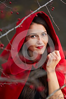 Red Riding Hood cosplay in the forest