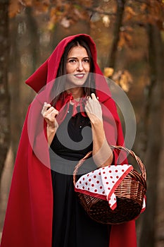 Red Riding Hood cosplay in the forest