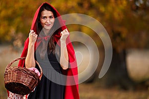 Red Riding Hood cosplay in the forest