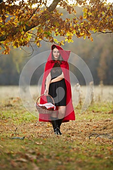 Red Riding Hood cosplay in the forest