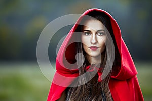 Red Riding Hood cosplay in the forest