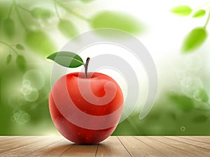 Red ripe apple fruit on a background of nature