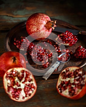 Red ripe juicy pomegranates