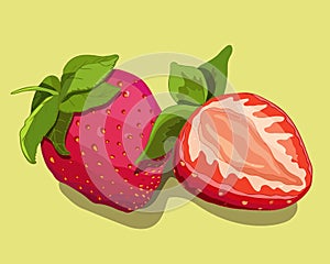 Red ripe juicy strawberry vector illustration