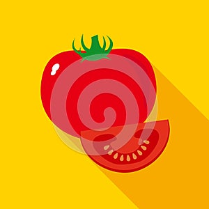 Red Ripe Tomato in Flat Style